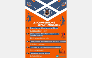 Calendrier des compétitions départementales 25-26 du Comité